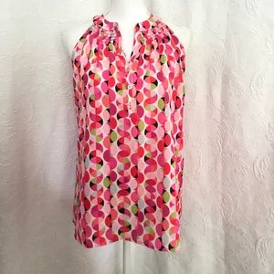 Pappagallo Pink Geometric Sleeveless Tunic Top